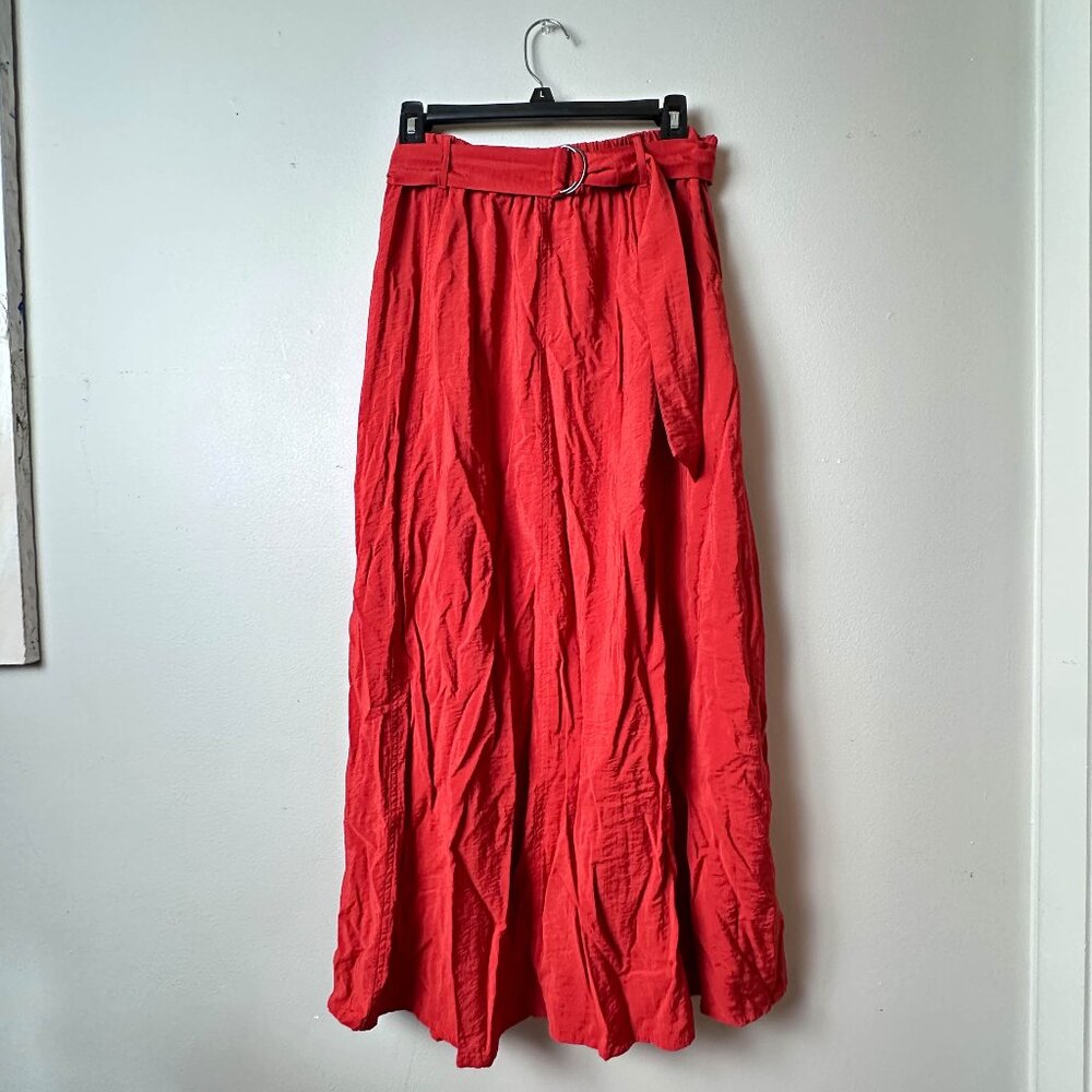 Bohemian Orange Nine West Maxi Circle Women's Belted Skirt Size L